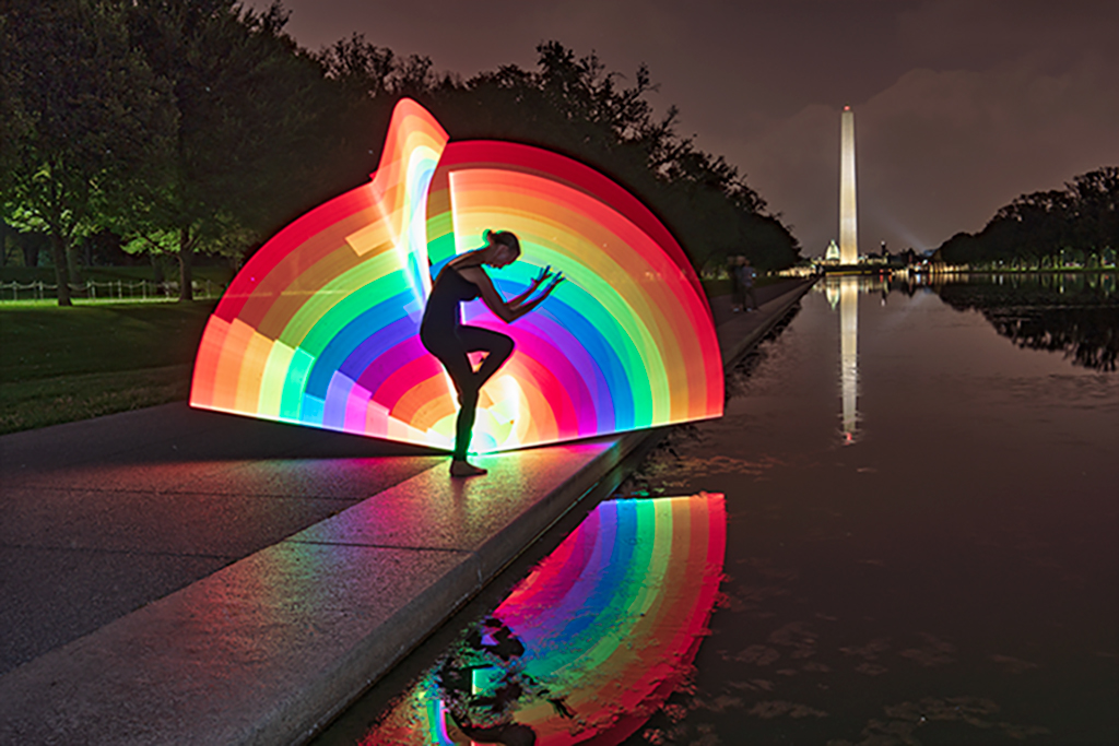 Light Painting at Washington DC Reflecting Pool by Quang Phan