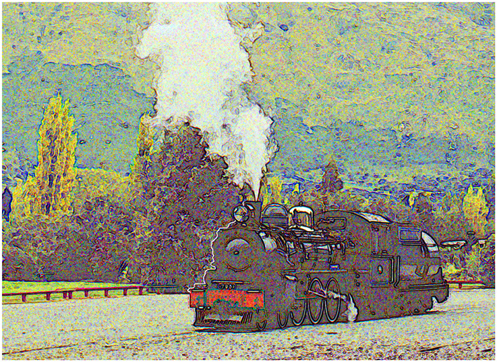 Steam Engine at Kingstown, NZ by Barrie Bieler, FPSA