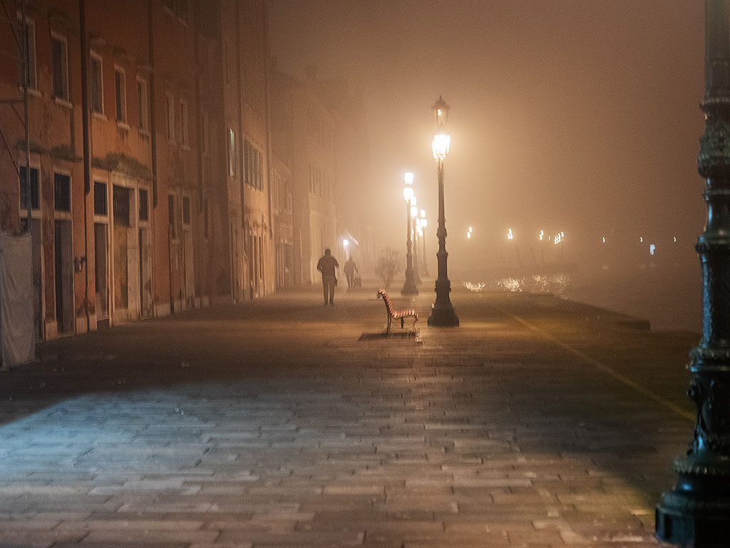 Fog on the Riva Degli Schiavoni, Venice by Jon Allanson