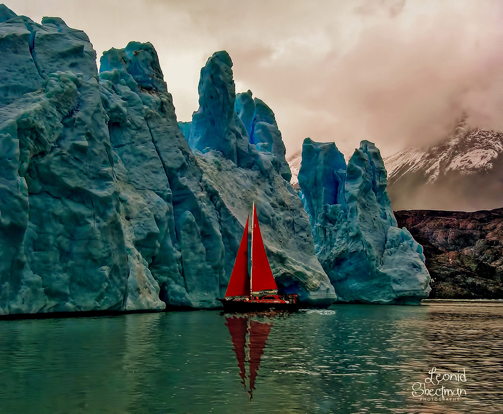 Red Sailboat by Leonid Shectman