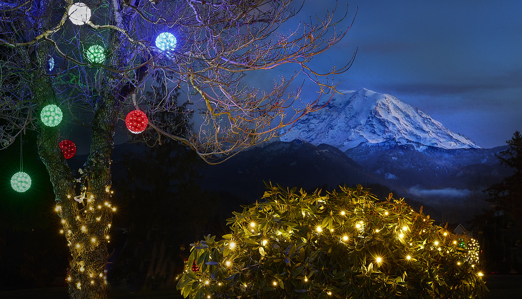 Mt Rainier at Christmas by Dan DeVries