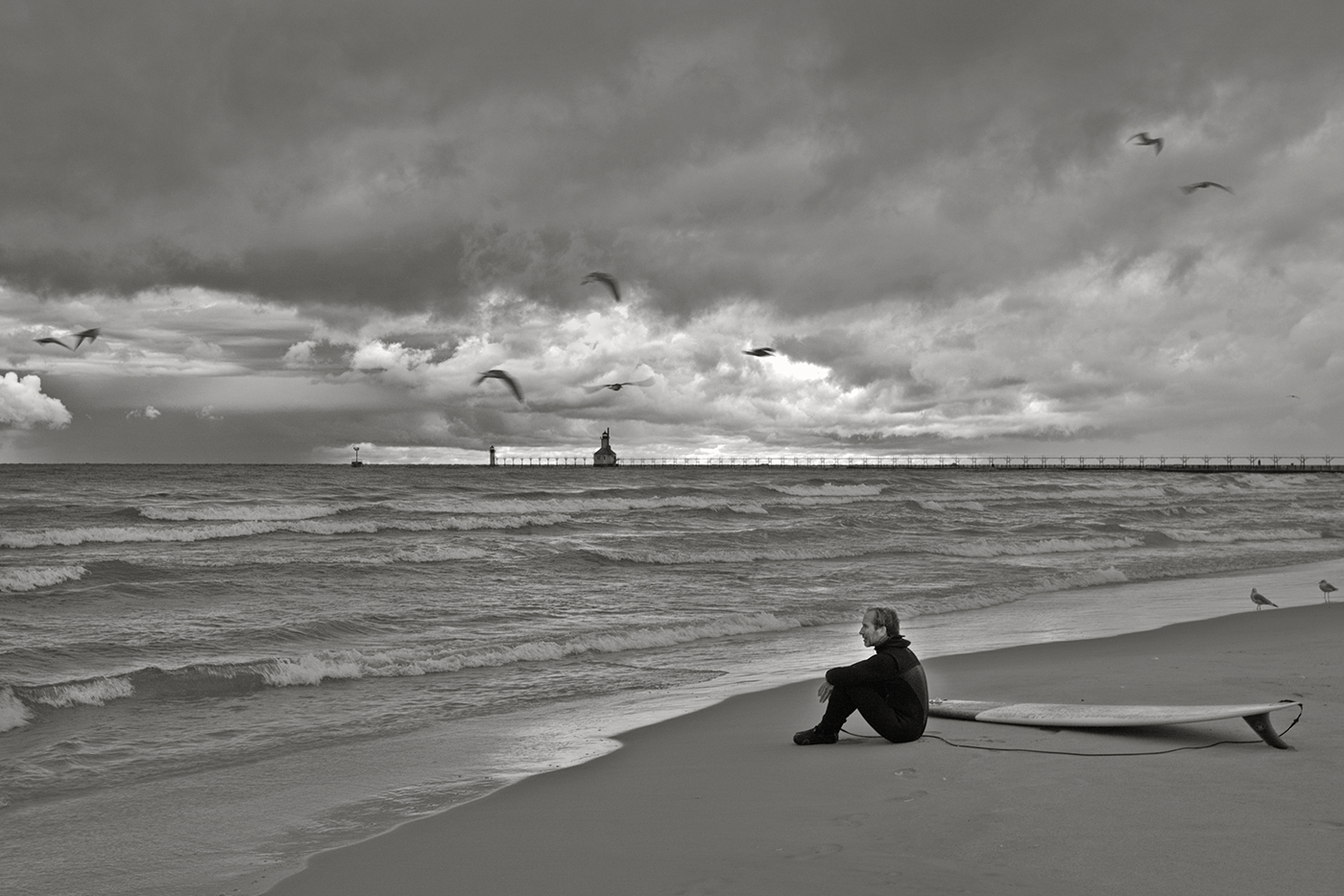 Lake Michigan Surfer by Lance Lewin