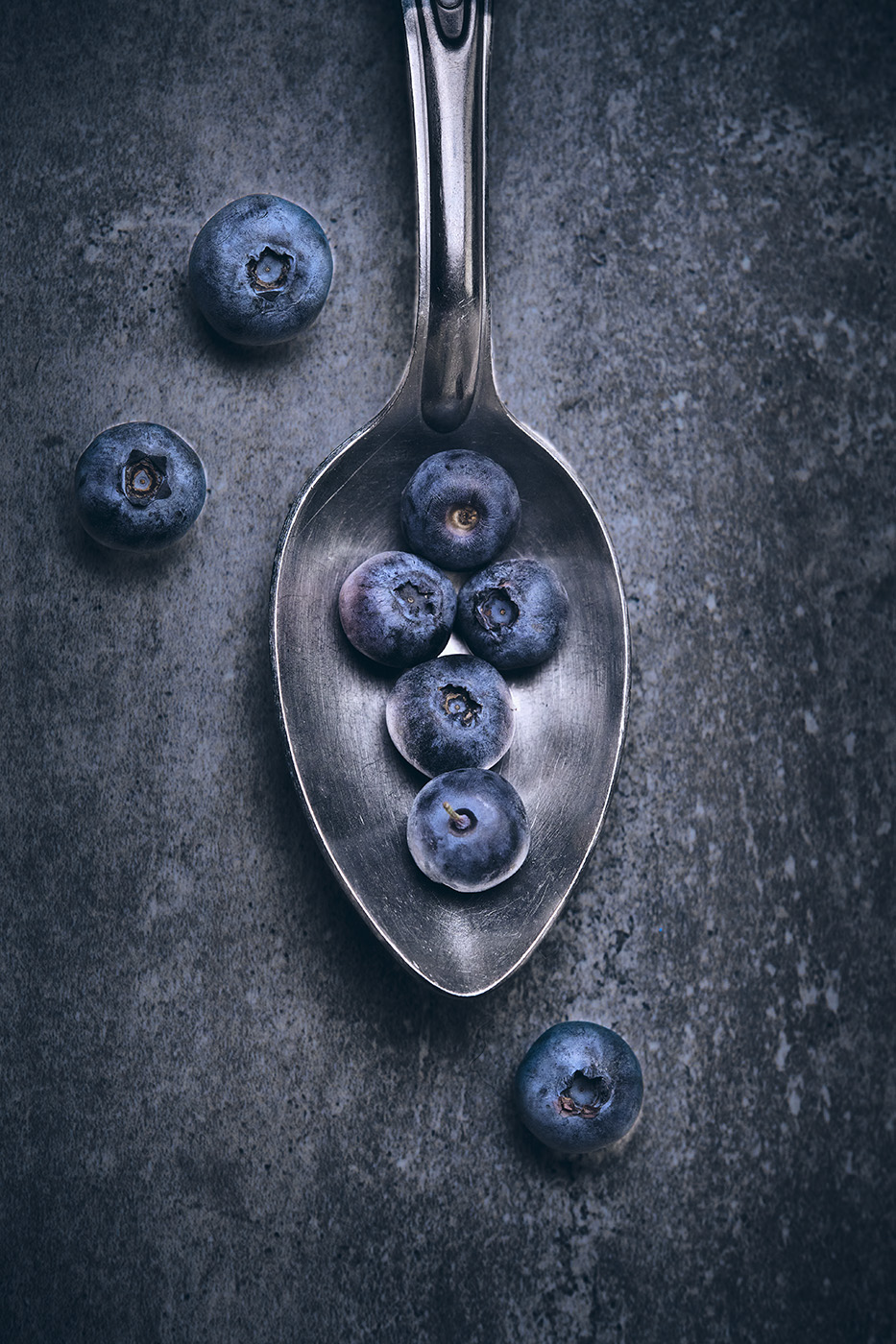 Blueberries on Spoon by LuAnn Thatcher