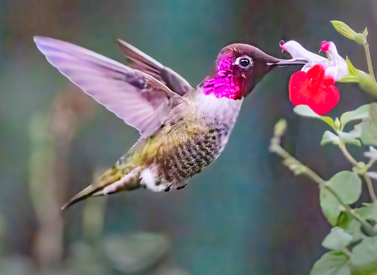 Male Anna’s Feeds on Sage at Sunset by Barbara Mallon