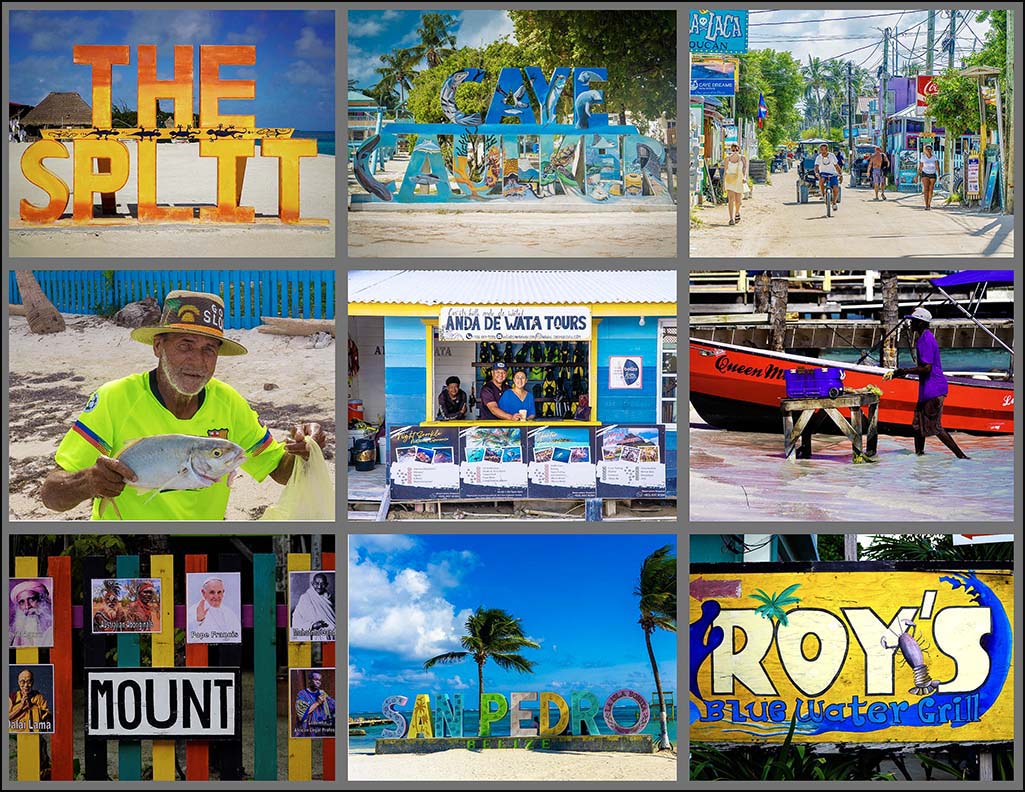 Caye Caulker, Belize, Collage #1 - People and Signs by Gregory Waldron