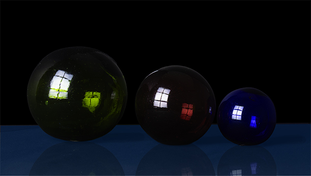 Three Glass Colored Balls by Angela Bonner