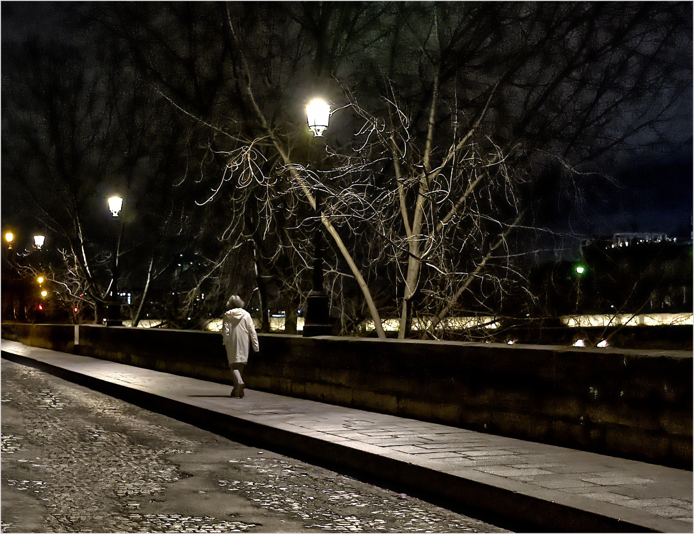 Lady Walking at Night by Richard Stauber