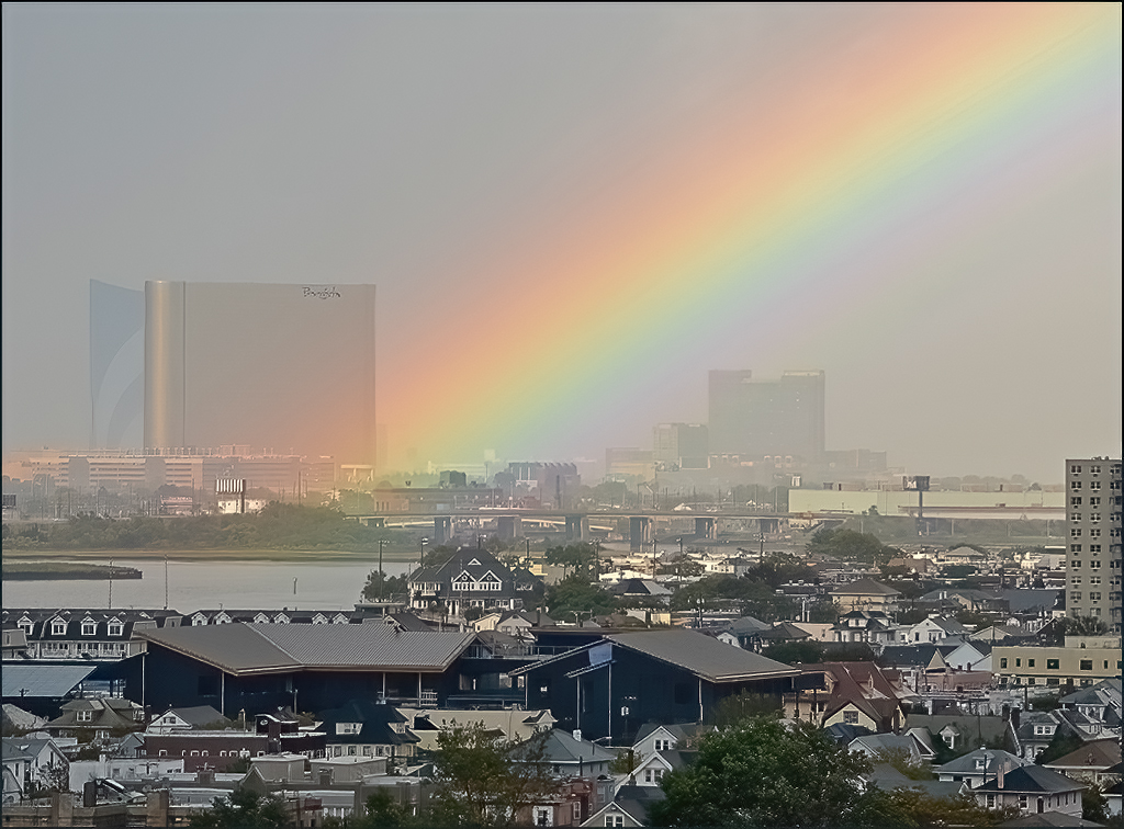 Atlantic City rainbow overlooking the casinos – 2011 by Marilyn Ross