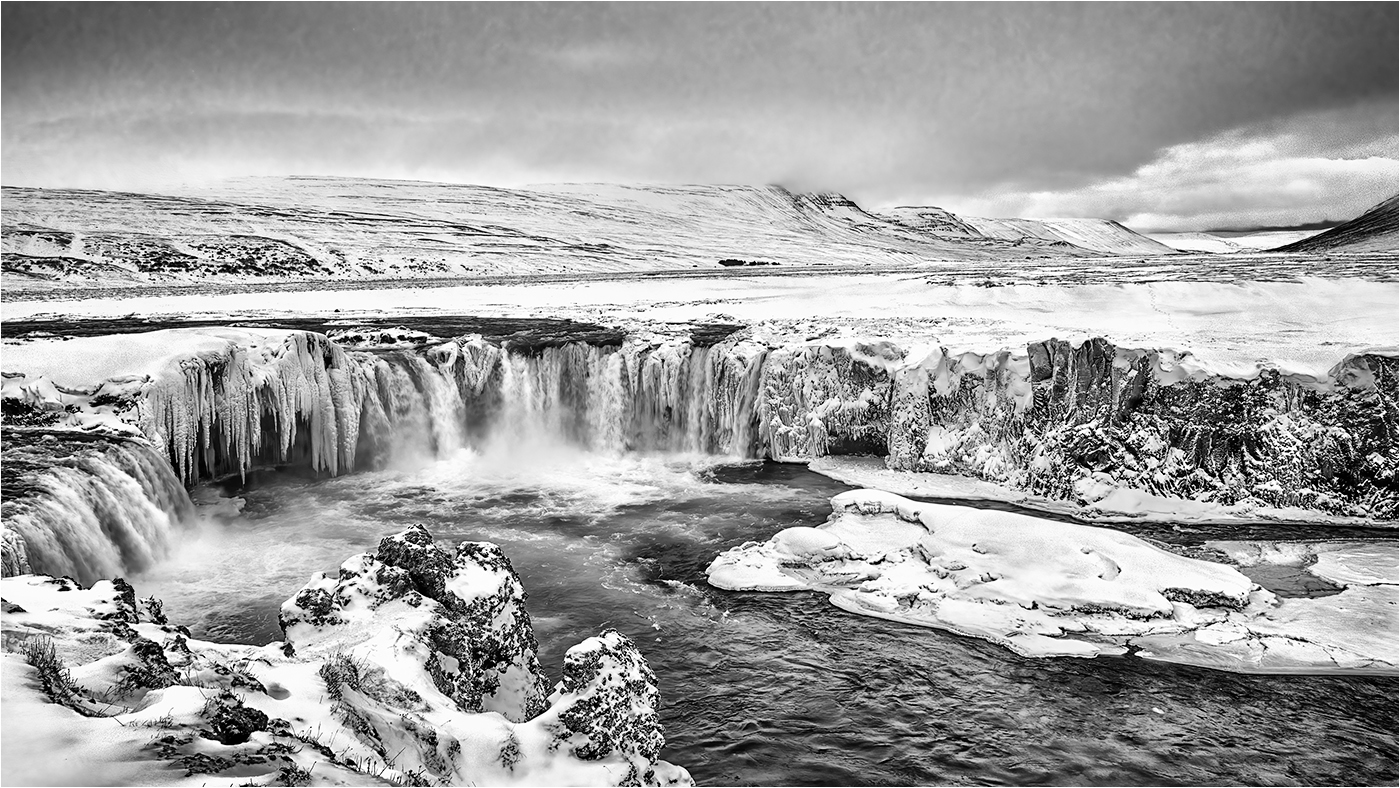 Godafoss Falls in Winter by Peter Clark
