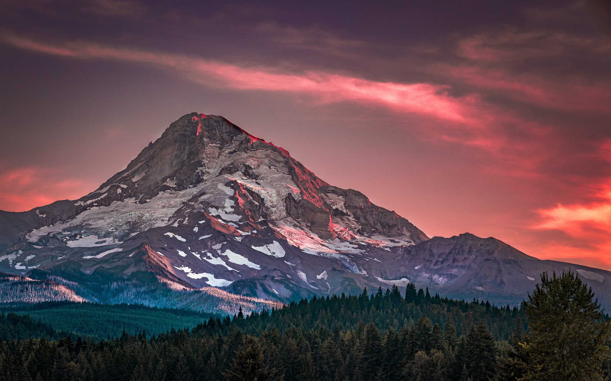 Mt Hood in a Fiery Golden Hour  by Diane Ferdig