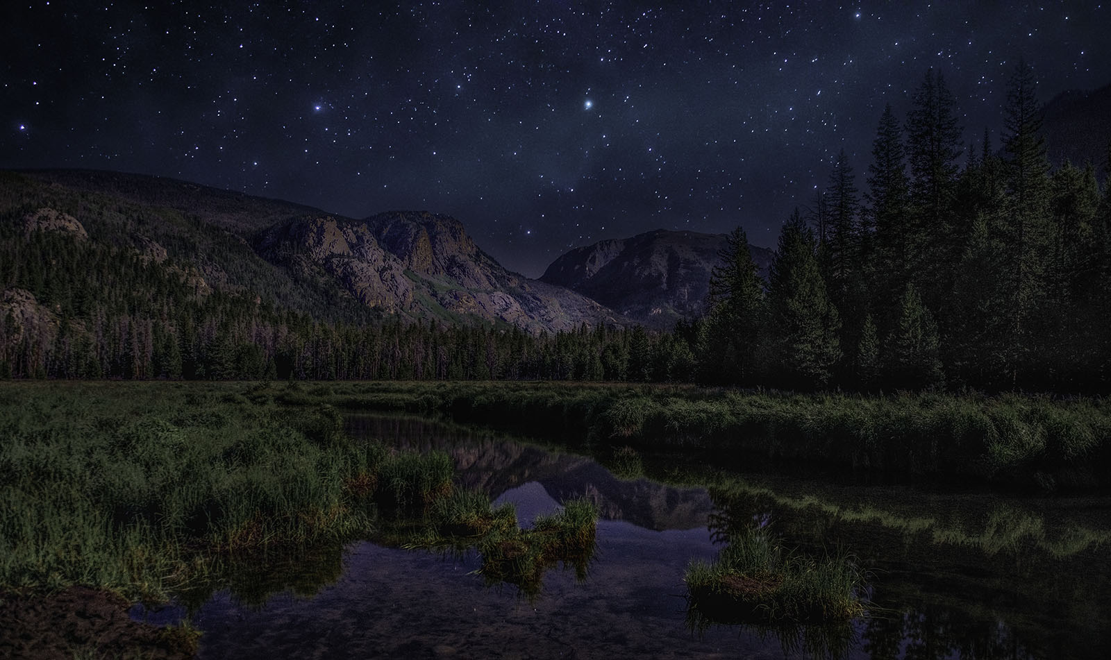 East Inlet by Moonlight by Larry Treadwell