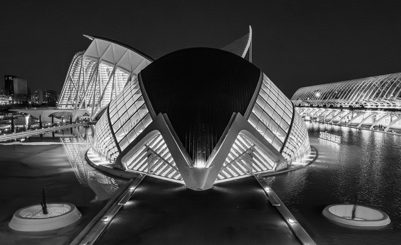 Hemisferic in Valencia at night by Adrian Binney