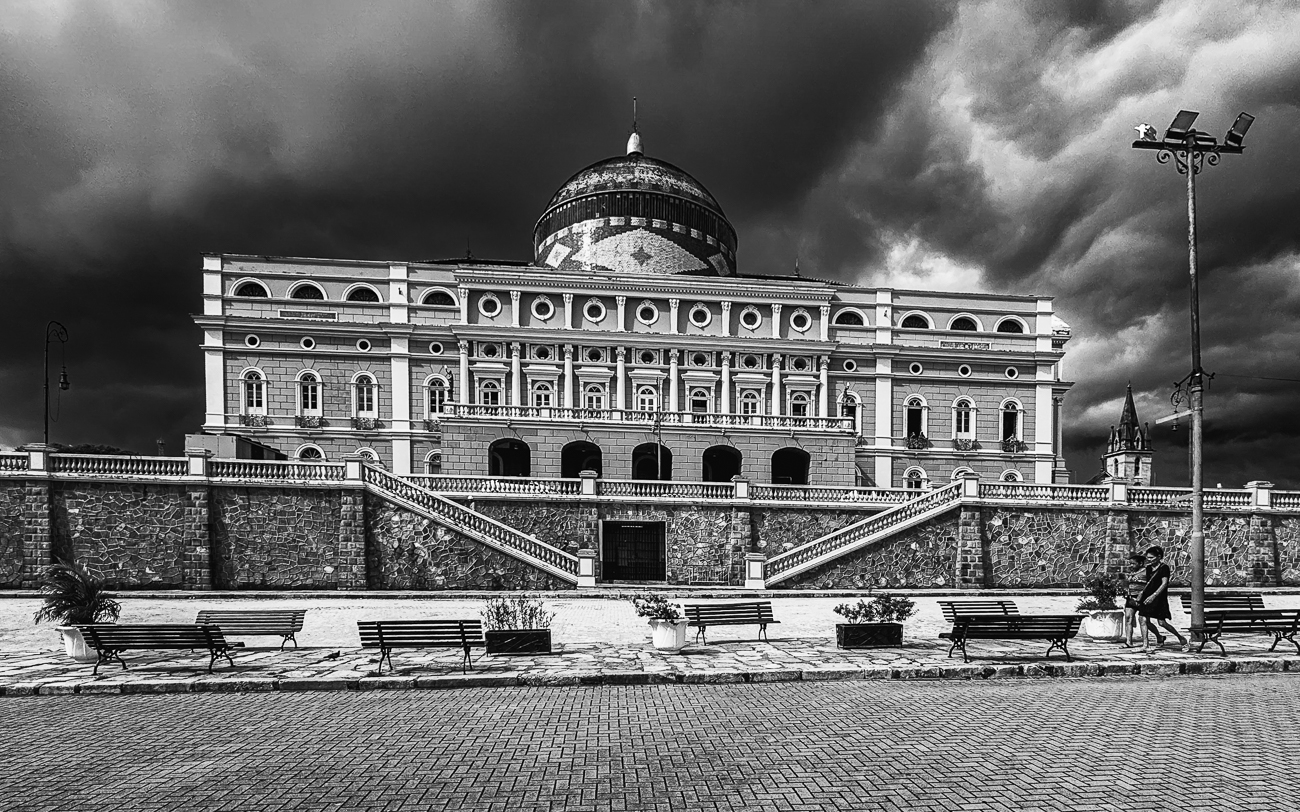 Manaus Opera House before a storm by Adrian Binney