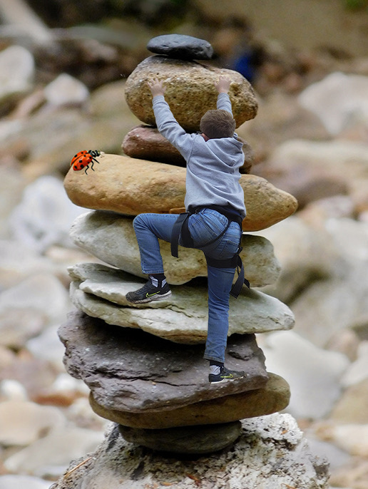 Small Cairn with Ladybug by Melissa Cramer Sonnen