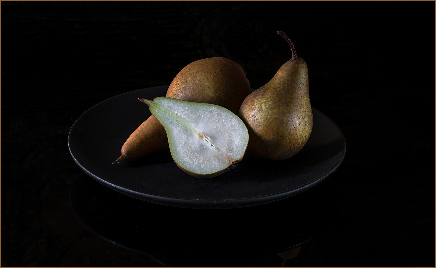 PEARS ON BLACK by Charles Bartolotta