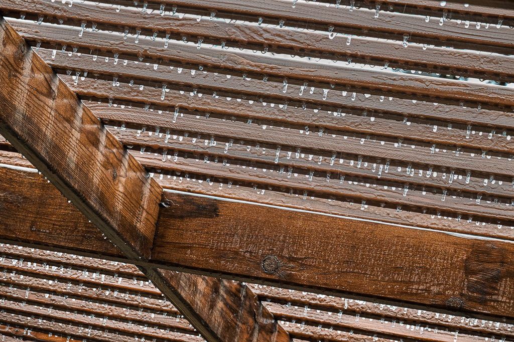 Title: Frozen Rain Drops on Patio Roof by Alan Kiecker