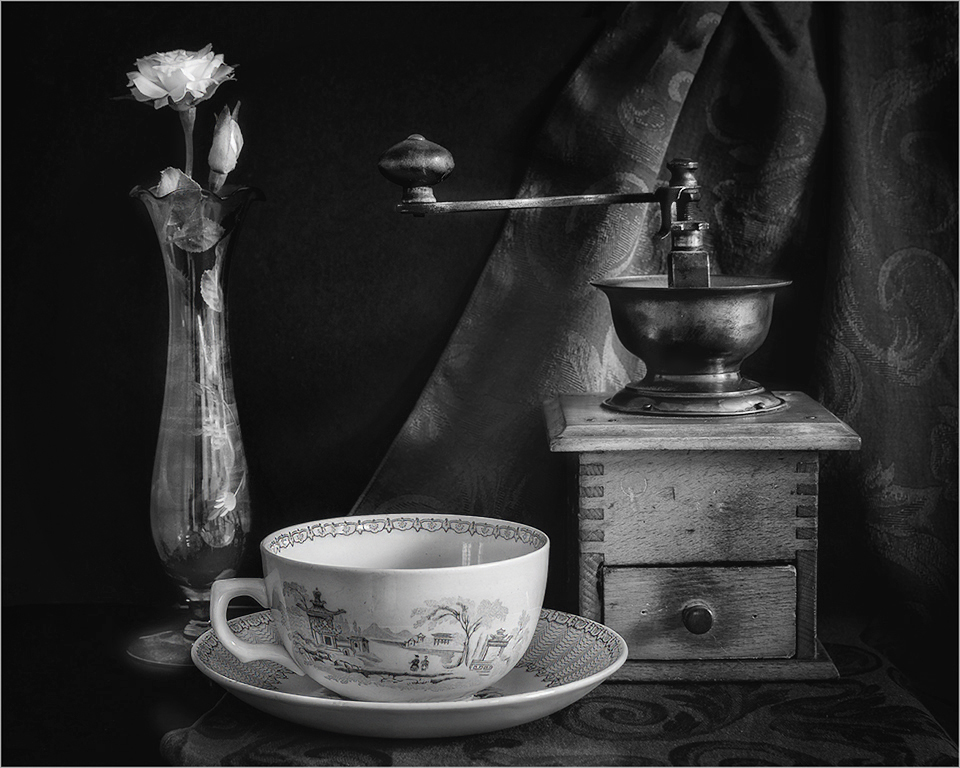 Coffee Grinder and Cup by Cindy Lynch