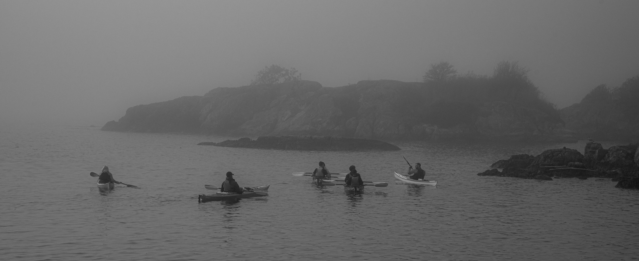 Ocean Kayaks in the Fog by Lorna Zaback
