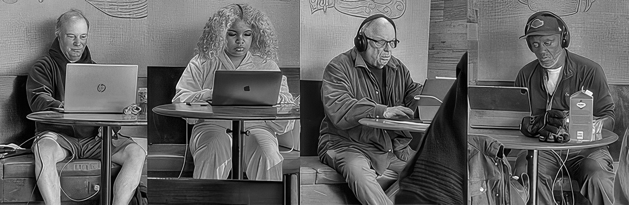 Working from Starbucks by Gerhard Geldenhuys