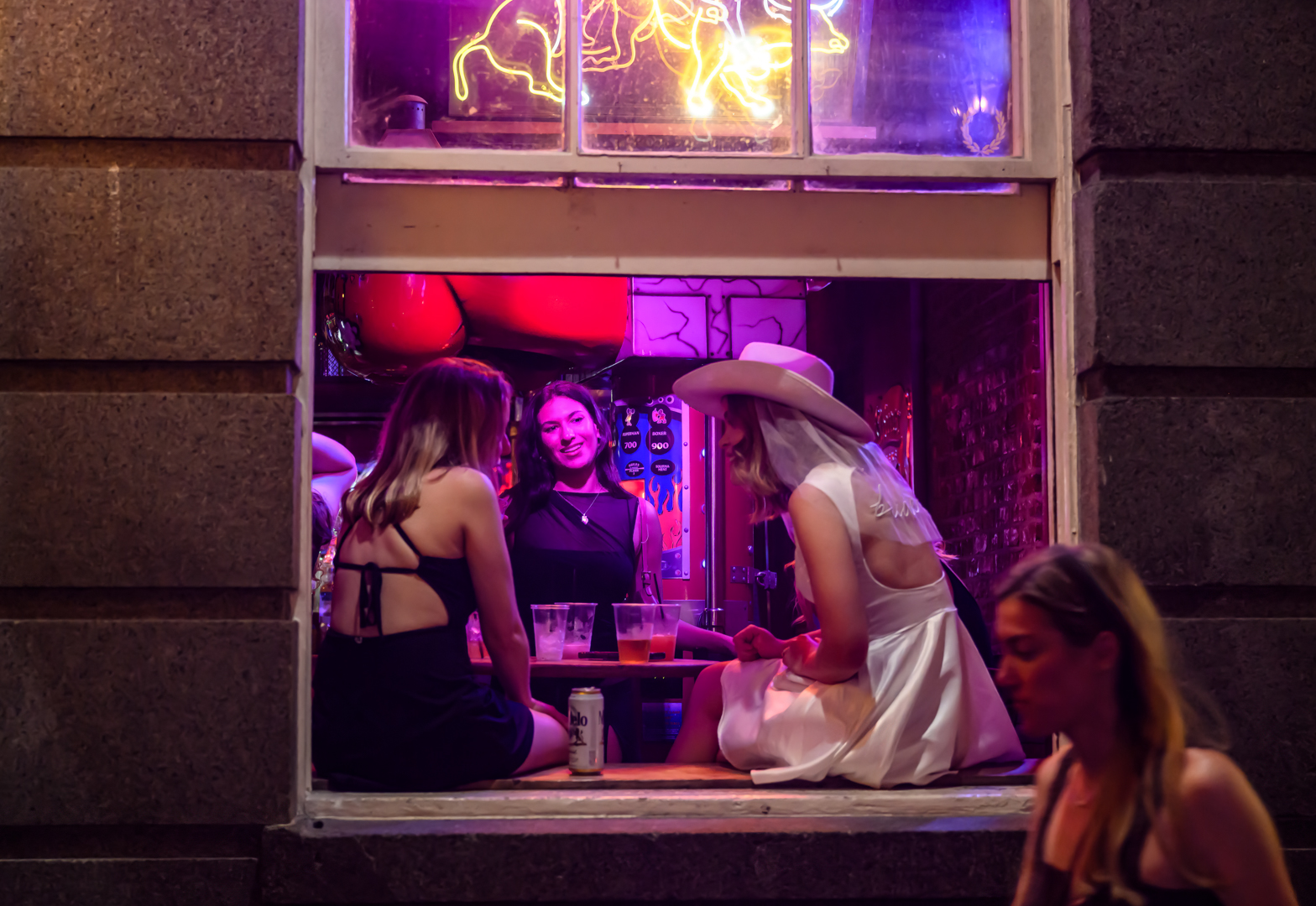 Street Side Bar Window, Bourbon Street , New Orleans. by Pinaki Sarkar
