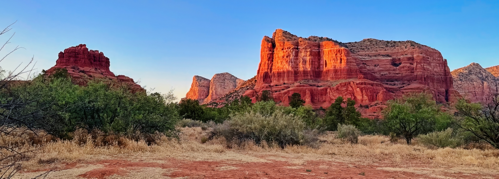 Sunset on Bell Rock and Cathedral Rock by Pierre Williot