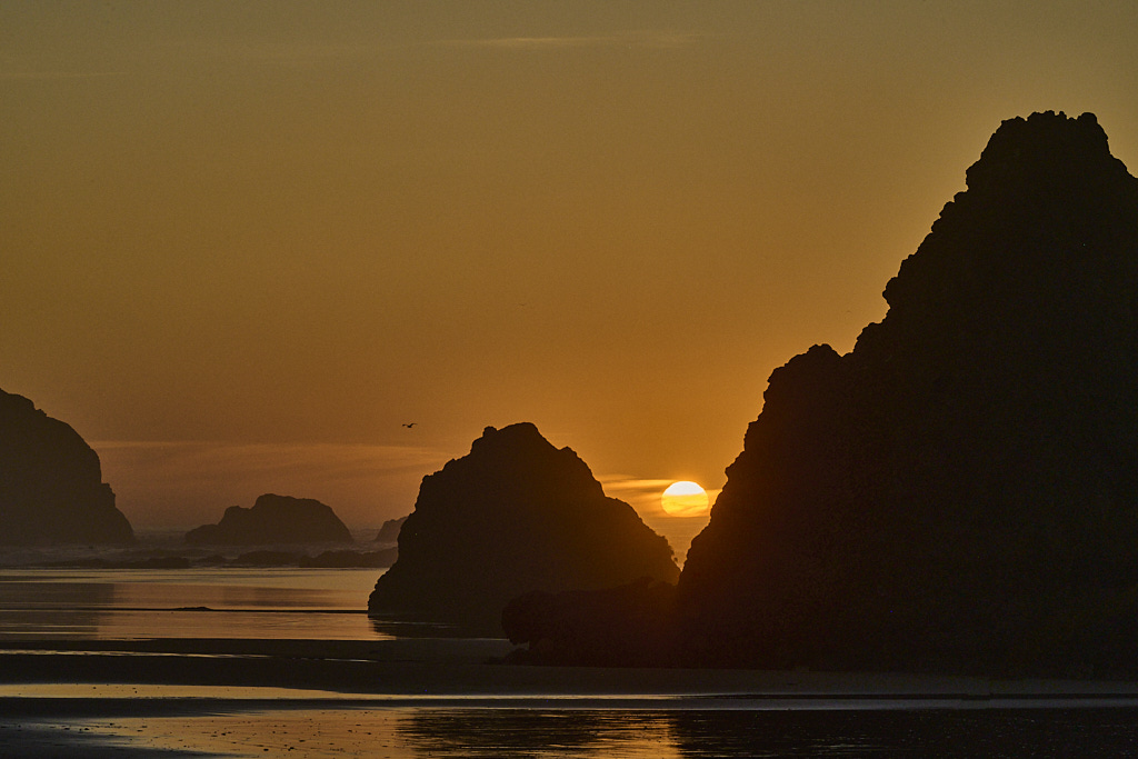 Sunset on Bandon Beach by Michele Borgarelli