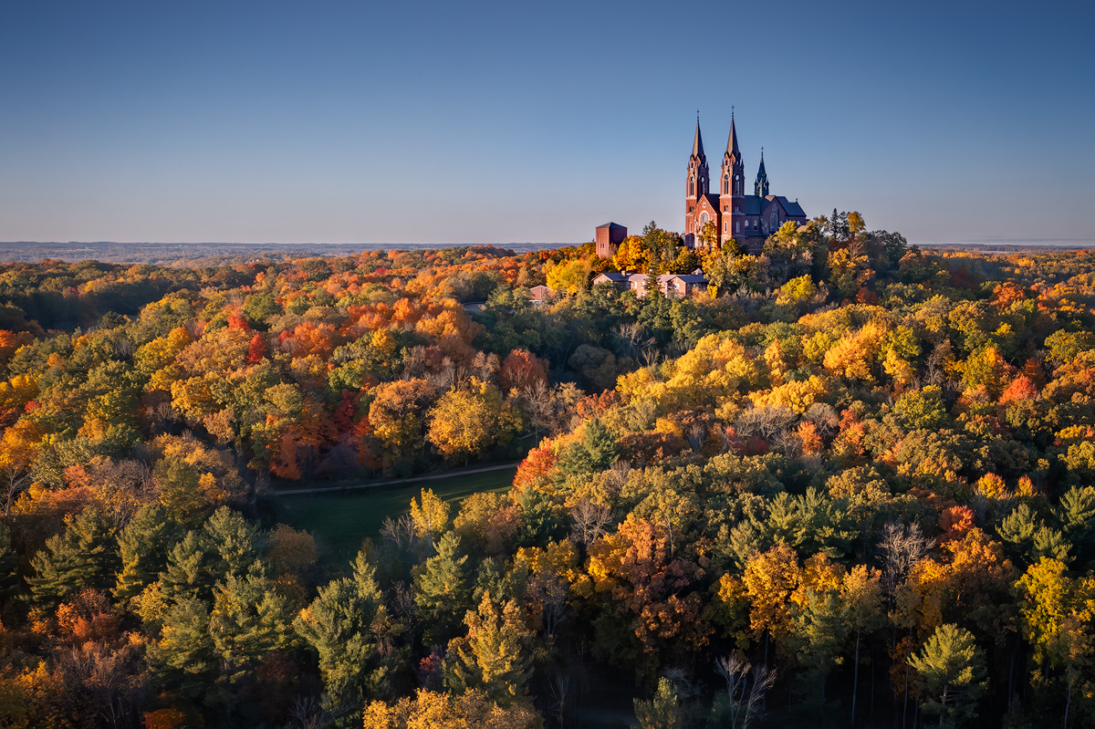Holy Hill Cathedral in Autumn by Drema Swader
