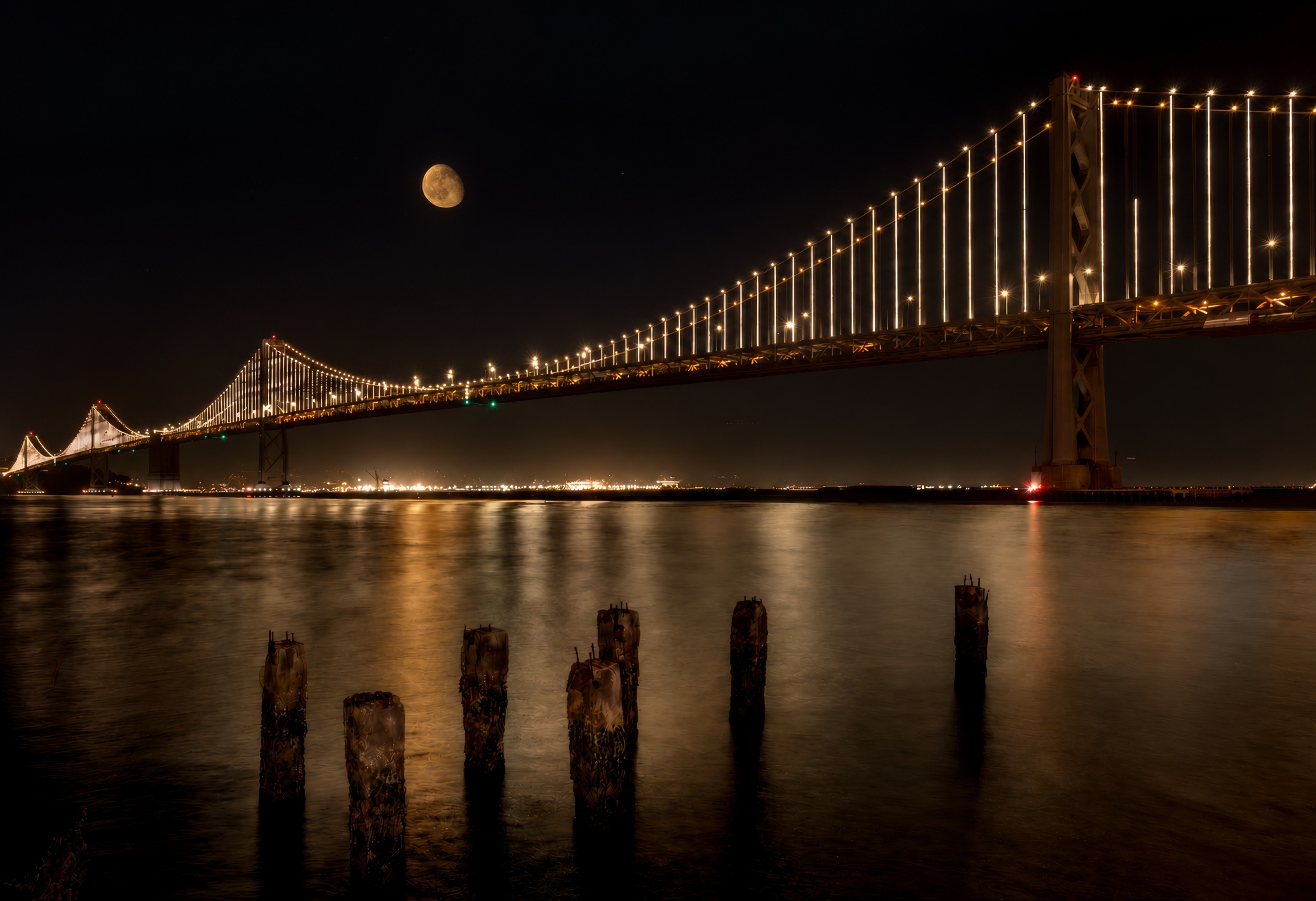 Moon Rise over the San Francisco Bay Bridge by James Sakaguchi