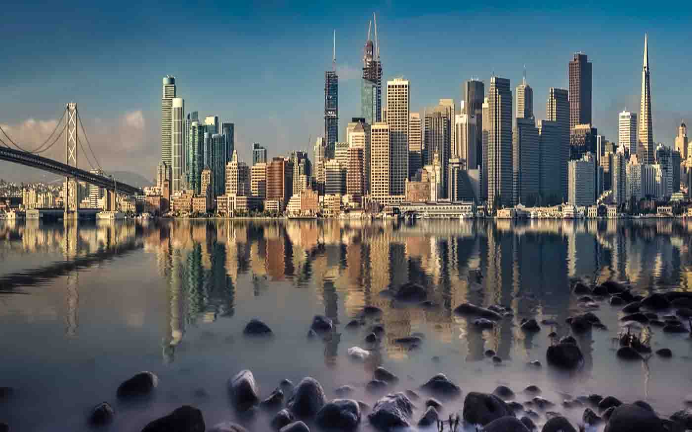 San Francisco Waterfront Cityscape . . . Playing with Photoshop and Reflect Studio 2 on a Mac Laptop Computer  by Rick Hulbert